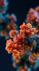 Fototapeta premium Abstract Molecular Cluster: Vibrant Orange and Teal Hues