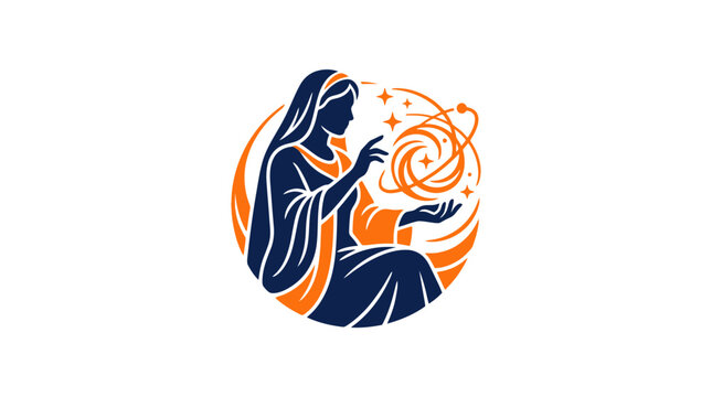 Mystical Woman Oracle with Cosmic Energy Sphere