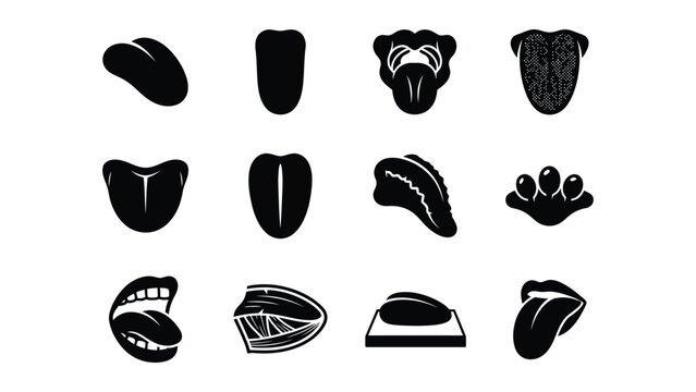 Various Tongue And Mouth Shapes Black Illustrations Transparent Background