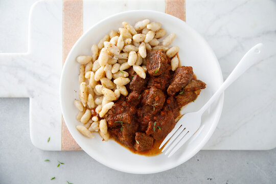 Beef goulash with homemade pasta