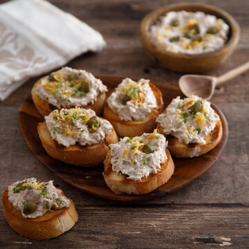Homemade fish pate with capers