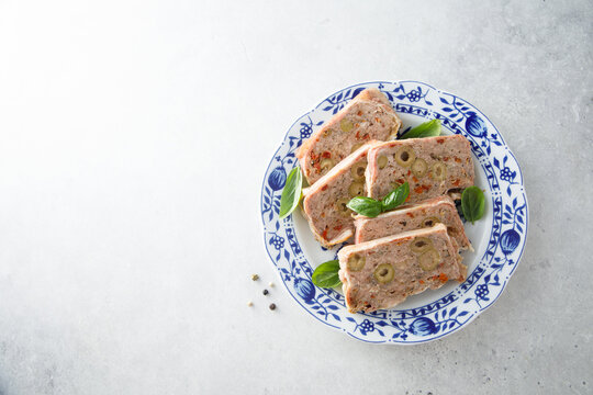 Homemade terrine with olives