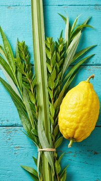 Traditional Four Species Lulav and Etrog Set for Sukkot Jewish Holiday