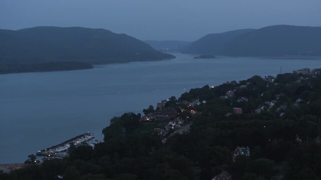 Aerial view of The Hudson Valley at dusk