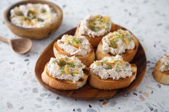 Homemade fish pate with capers