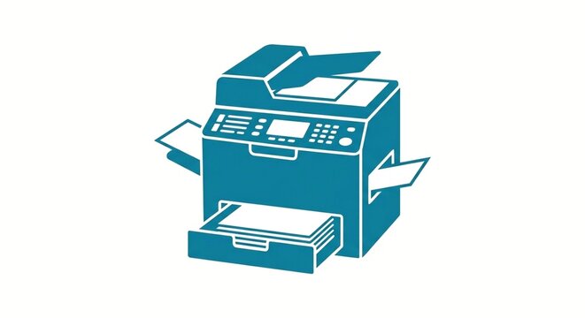 Multifunction printer machine vector illustration icon isolated on white background