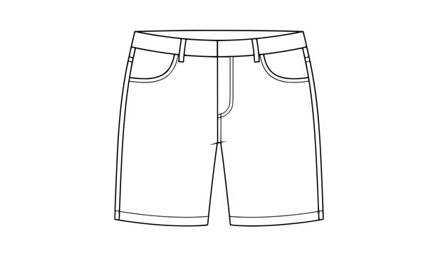 Shorts clothing black outline vector icon isolated on white background