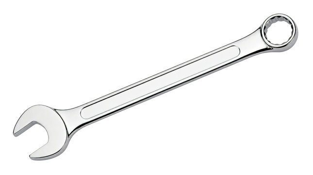 Metal combination wrench tool isolated on transparent background