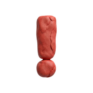 plasticine exclamation point - 3d playdough symbol - Suitable for modelling, stop-Motion Animation or sculpting related subjects