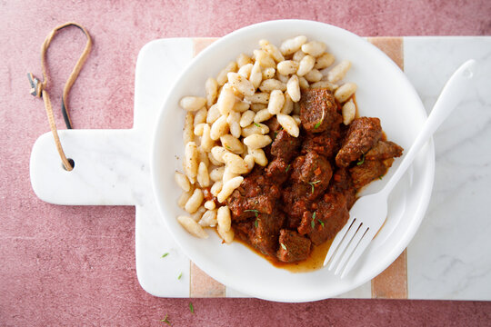 Beef goulash with homemade pasta
