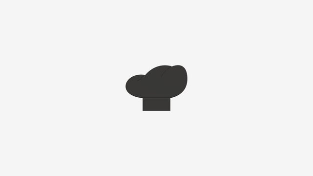 Chef hat icon animation appearing on white background for restaurant branding and culinary video project assets clip.