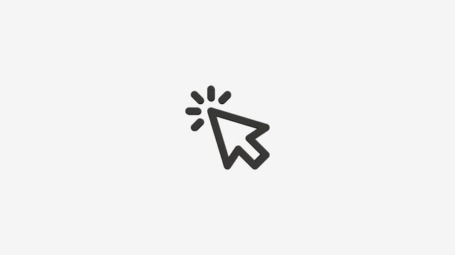 A clicking computer mouse pointer icon graphic animation on a clean white background illustrating interactive content.