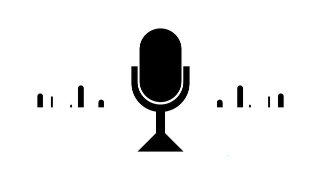 Animated Microphone Icon with Sound Wave Voice Search Motion Graphic