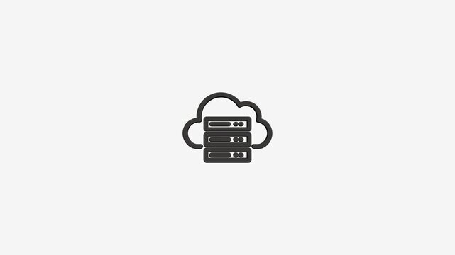 Minimalist cloud server icon pulsing on clean light gray background representing digital database storage.
