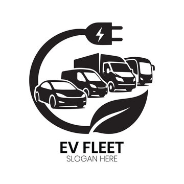 EV Fleet logo, electric vehicle fleet management and sustainable transport vector logo design