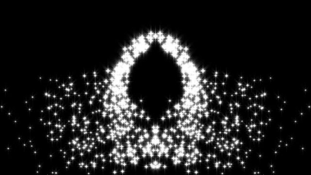 Glowing sparkle stars line animation with bright twinkle effects, shimmering glitter wave and magic dust trails, elegant 2D star  luxury overlay on black screen background, seamless 4K.