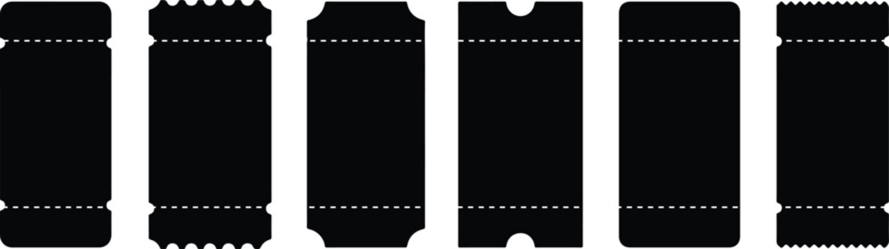 Collection of ticket silhouettes against a white background