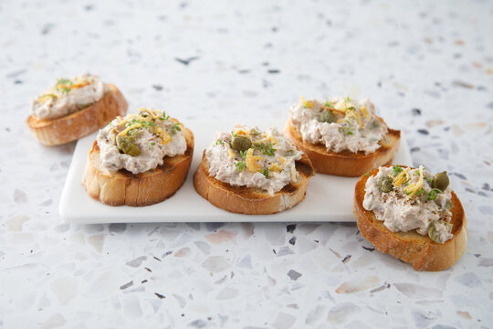 Homemade fish pate with capers