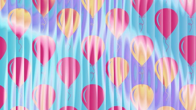 seamless balloon party pattern with motion gradient waves. Fun celebration animated background. 