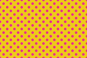 abstract Deep Pink colour polka dots on Gold colour background pattern design. © Pisan