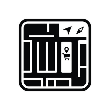 Shopping mall map icon, navigation and location symbol, vector illustration