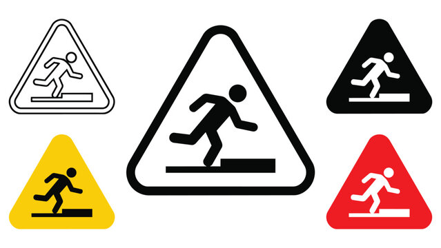 Industrial drop hazard warning sign vector illustration with triangular hazard symbols in multiple colors triangle industrial illustration