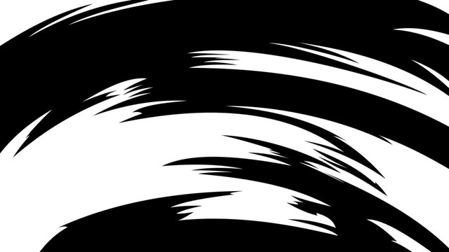 Bold black and white abstract manga background with sweeping ink strokes, curved shapes, and dynamic brush textures. Ideal for anime artwork, comic panels, action scenes, posters, and graphic design.