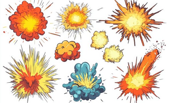 Colorful Explosion Effects Comic Book Style