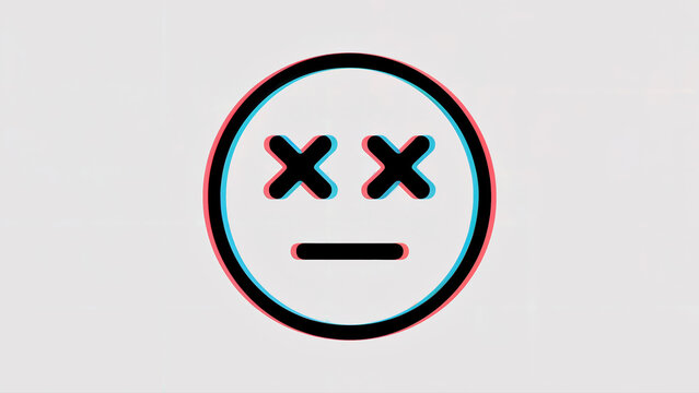 Dead face emoji icon with X eyes for error failure and negative reaction concept