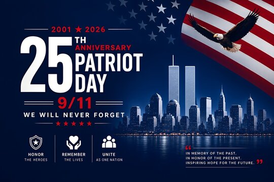 25th Anniversary Patriot Day 9/11 Memorial Poster with American Eagle