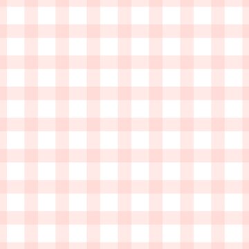 Soft pastel blush pink and white plaid gingham seamless pattern with simple grid line texture background