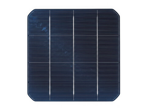 single blue photovoltaic solar cell renewable energy component isolated on transparent background