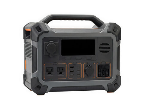 rugged portable power station backup battery energy supply isolated on transparent background
