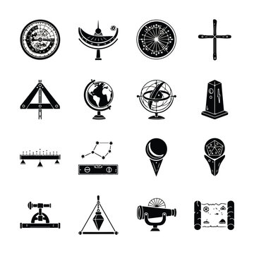 Set of surveying and geodetic equipment icons.