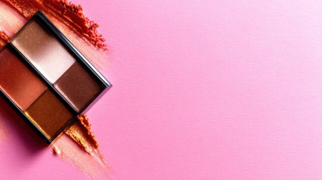 This image features a close-up view of a makeup palette, displaying a range of warm, earthy shades, perfect for enhancing natural beauty with a soft touch and vibrant tones.