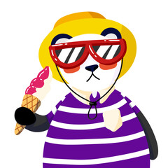 Cute panda with ice cream in summer © Enggar