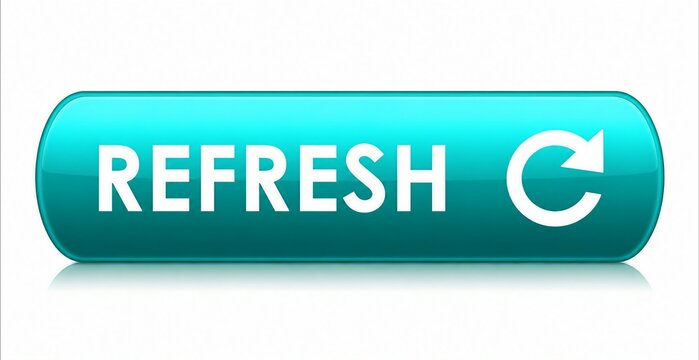 Modern refresh button with circular arrow icon on teal background