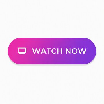 Colorful modern pill-shaped button with watch now text and play icon