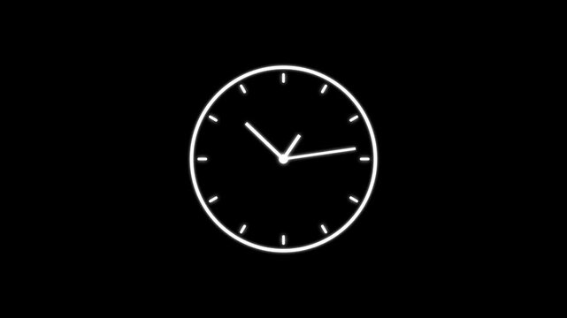 Animated light wall clock with fast moving hands motion graphic, passage of time and deadline concept