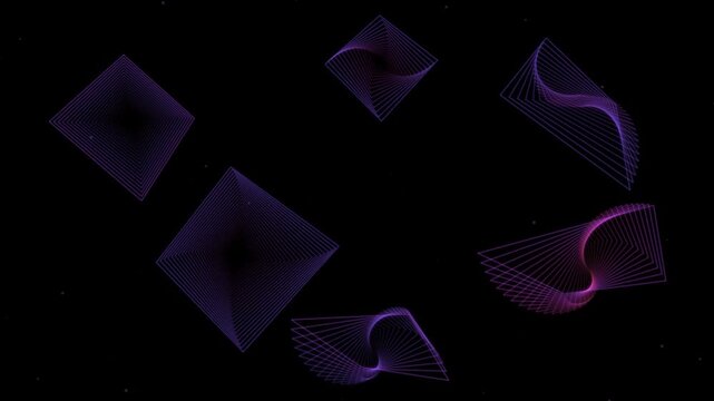 Neon Pink 3D Tesseract Rotating Loop Sci-Fi Geometric Motion Graphic