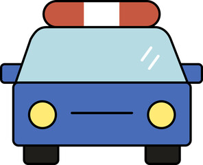 Simple Blue Police Car Front View Flat Vector Illustration © 상미 최