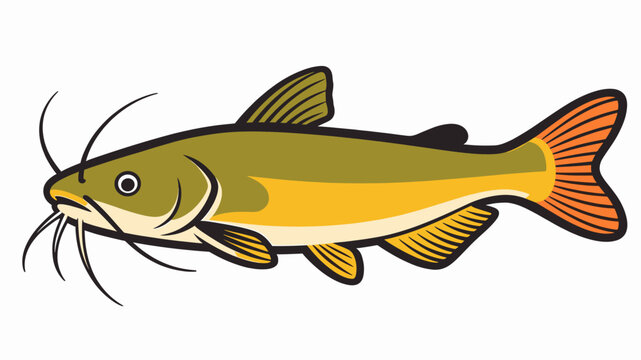 Stylized catfish illustration showing freshwater fish species with detailed whiskers and fins for fishing sports or aquatic nature themes