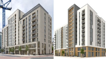 Fototapeta premium Modern apartment buildings architectural exterior renderings and design