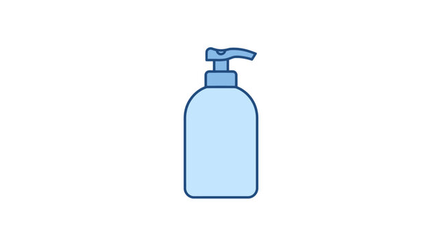 Blue Liquid Soap Dispenser Bottle Illustration Isolated on White Background.