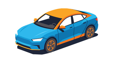 Naklejka premium Modern Blue and Orange Electric Car Illustration