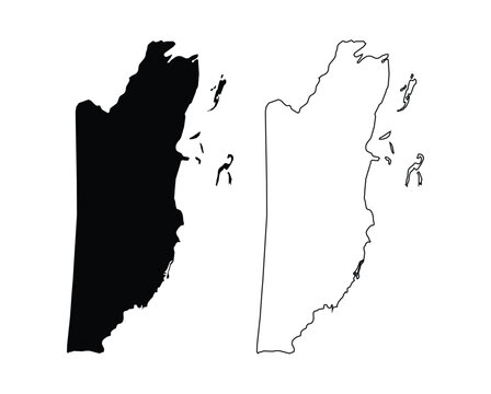 Belize Map Silhouette and Outline Vector Icon Set