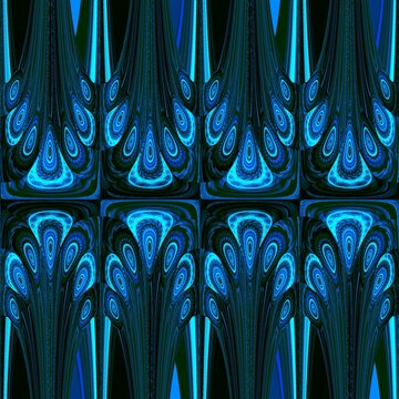 Symmetrical Neon Blue Abstract Art, Symmetrical Cyberpunk Evil Eye Tree Pattern Background