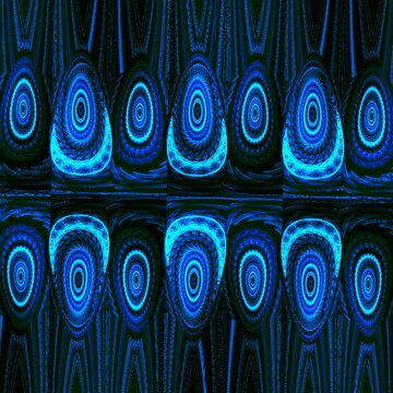 Abstract Neon Blue Evil Eye Matrix Grid, Symmetrical Geometric Oval Patterns Wallpaper