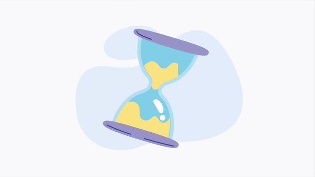 Animated hourglass symbol showing passing time with yellow sand on light background for concept design.