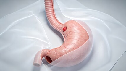 Fototapeta premium Esophageal Cancer: Malignant Tumor Lesion of Human Esophagus, 3D Medical Anatomical Illustration of Digestive Tract Organ
